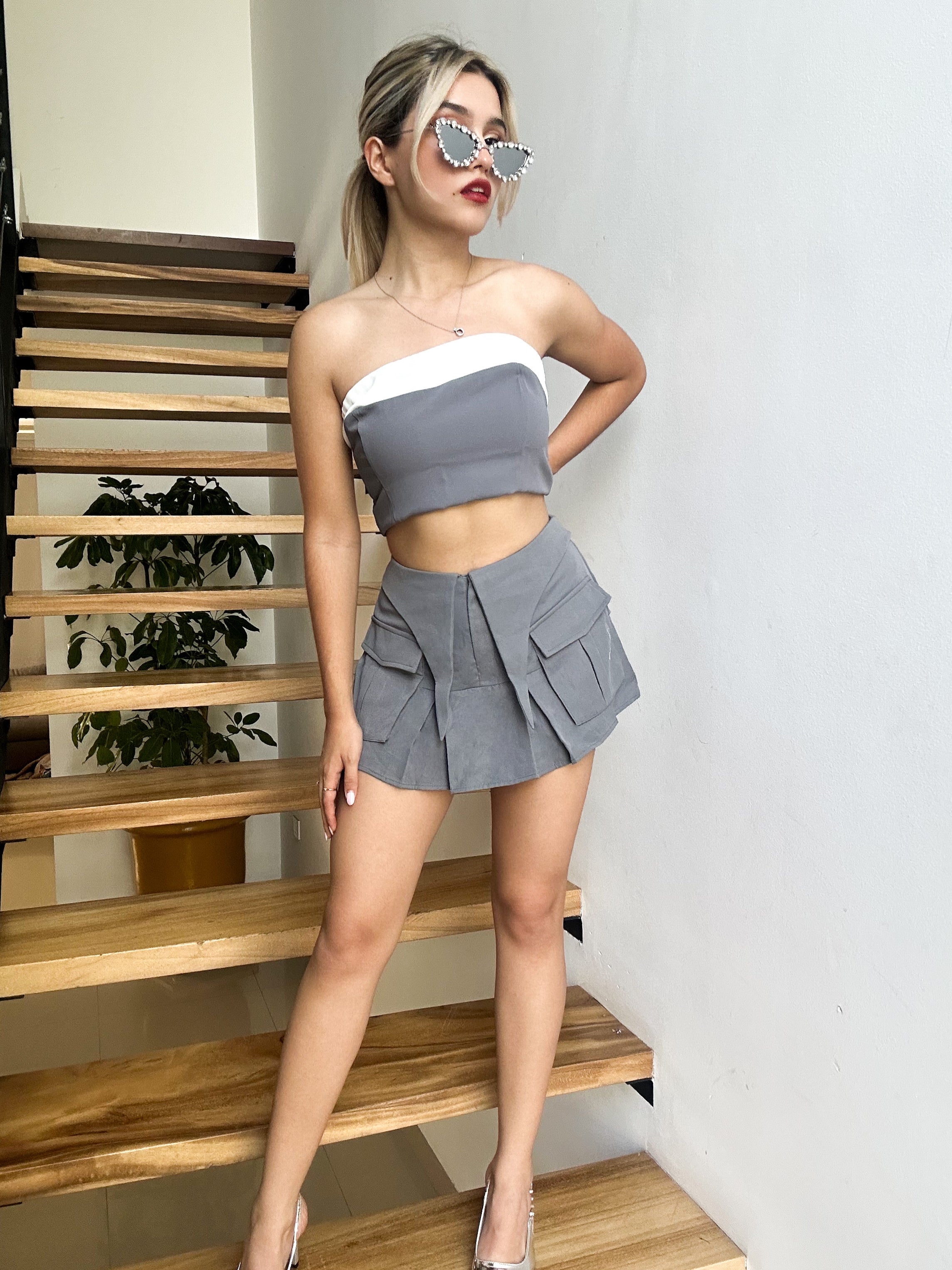 Top Gris Strapless